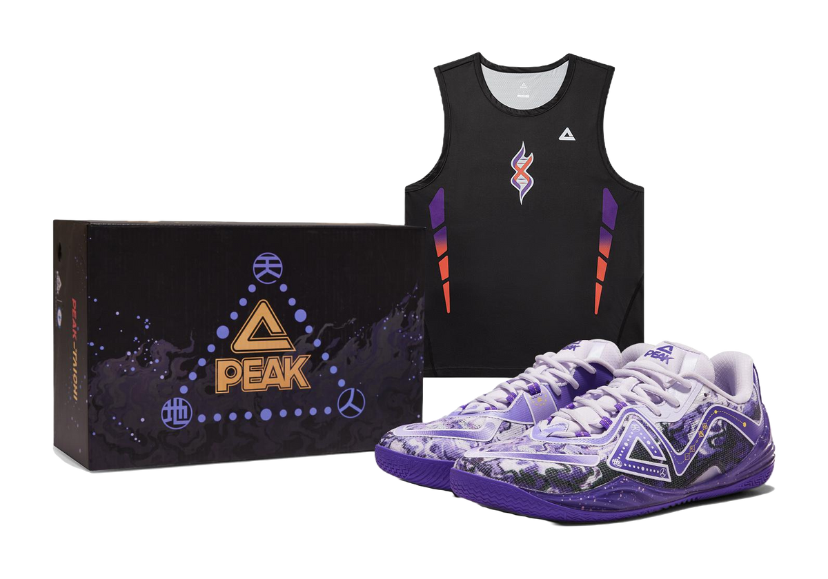 Unisex lavender basketball shoes, white details, snake graphic; with gift box