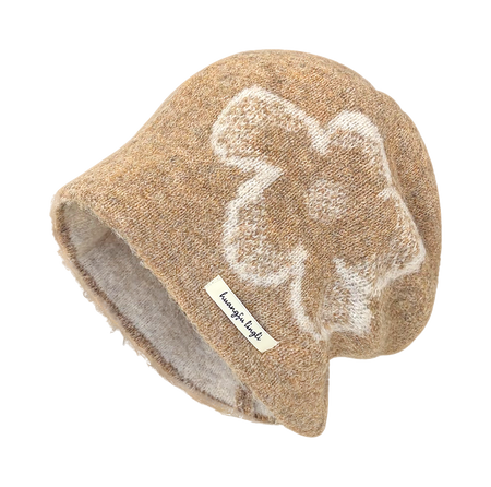 CMFY Korean Ins personality show face small flower head cap, autumn and winter warm atmosphere feeling, knitted cold cap, polyester fiber wool cap, unisex couple style  vjsneaker.com