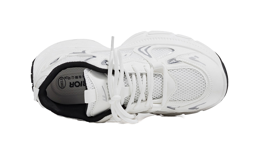 Warrior Cushioning And Breathable Low Top Chunky Sneakers Unisex White Dark Blue  vjsneaker.com