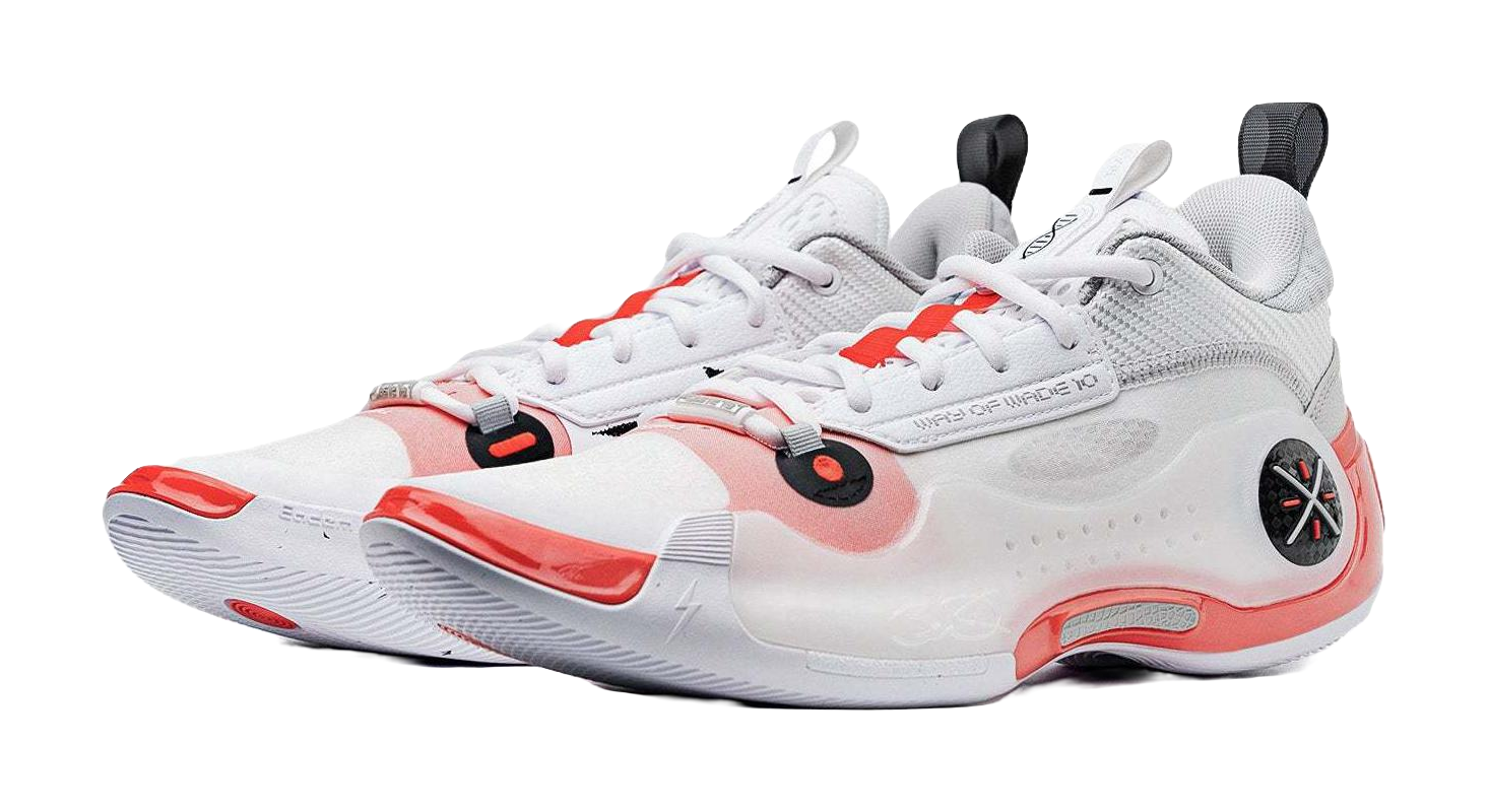 Li Ning Way Of Wade 10 Low Cushioning, Wear Resistant Low top Basketball Shoes Mens White Red  vjsneaker.com