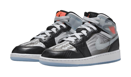 Jordan Air Jordan 1 Abrasion Resistant Mid Top Childrens Basketball Shoes Black Gray Kids  VJSNEAKER