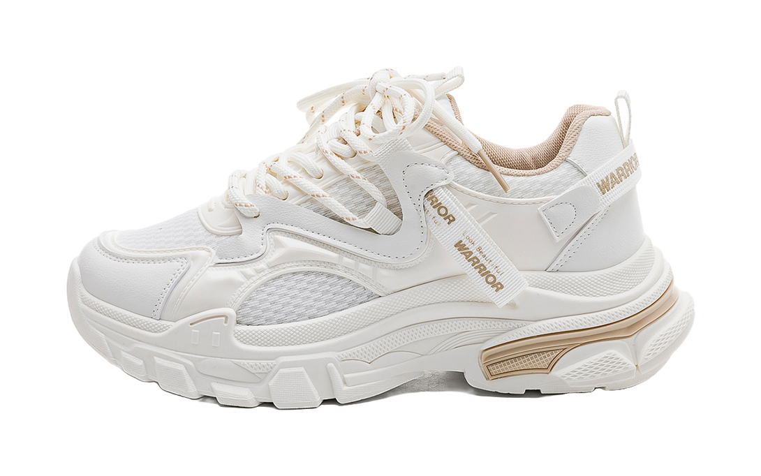 Warrior Cushioned Wear-Resistant Lightweight Slip-Resistant Low-Top Chunky Sneakers Women's Beige Pink 