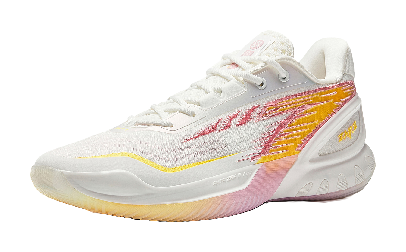 Anta Low top Basketball Shoes Mens White Pink Yellow  vjsneaker.com