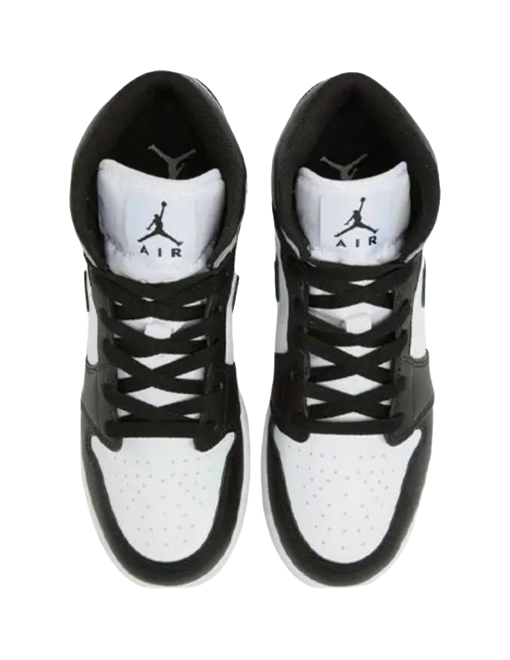 Jordan Air Jordan 1 Abrasion Resistant Mid top Childrens Basketball Shoes Black White Teenagers  VJSNEAKER