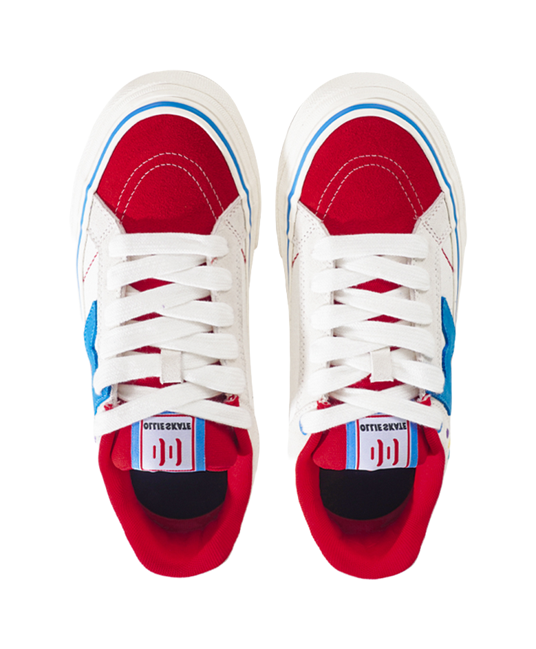 Ollieskate Slip Resistant, Abrasion Resistant, Lightweight Low top Skateboard Shoes Unisex White Blue Red 