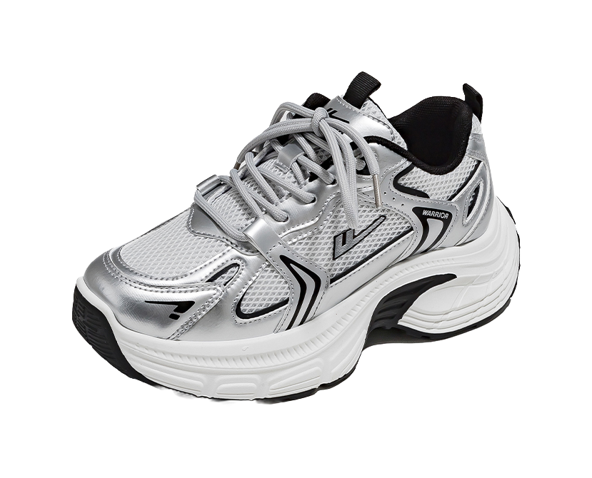 Warrior Low top Chunky Sneakers Women's Silver Gray Black 