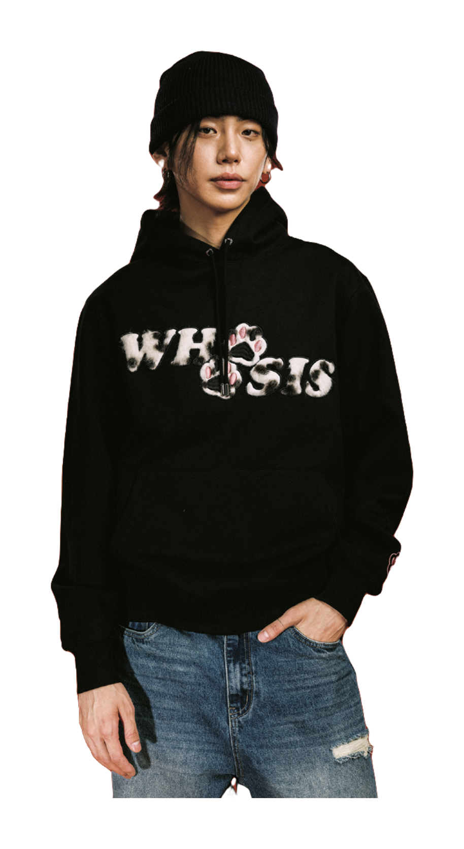 WHOOSIS Plush Cat Claw Patch Cute Fury Casual Plus Plush Loose Versatile Hoodie Hoodie Hoodie Hoodie Unisex  vjsneaker.com