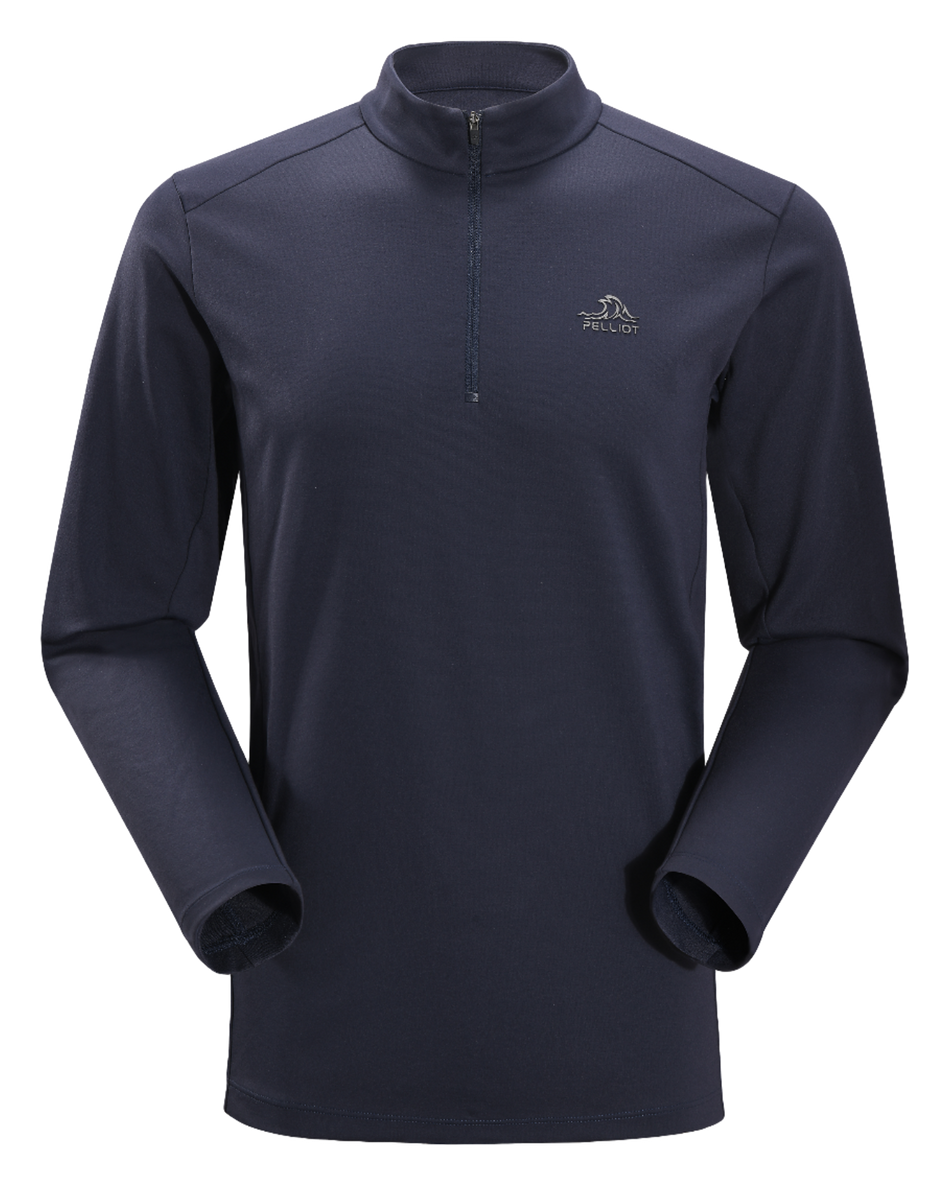 Boxi and PELLIOT outdoor long sleeved Polygiene antibacterial sports elastic top, casual, comfortable, skin friendly, warm, semi high neck sweatshirt, base T-shirt for men  vjsneaker.com