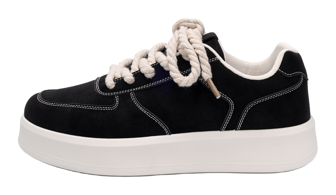 HUANQIU Air Force 1 Coverage Lightweight Height Increasing Low top Skateboard Shoes Men's Black 