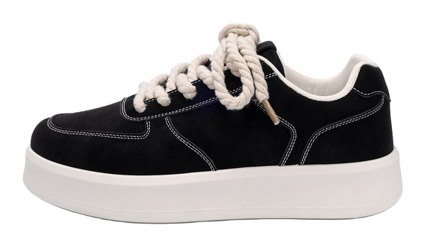 HUANQIU Air Force 1 Coverage Lightweight Height Increasing Low top Skateboard Shoes Men's Black 