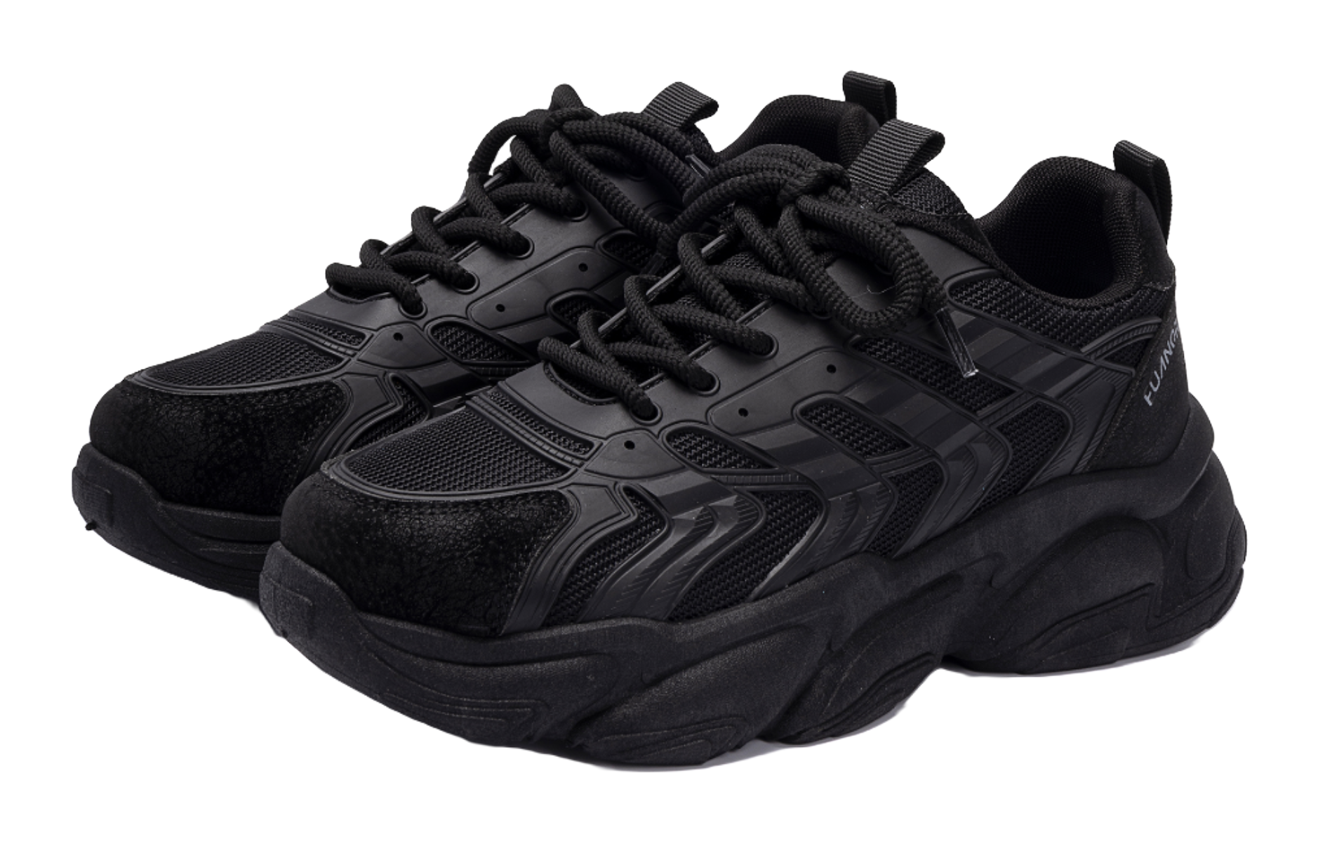 HUANQIU Slip Resistant Coverage, Lightweight, Height Increasing Low top Chunky Sneakers Mens Black  vjsneaker.com