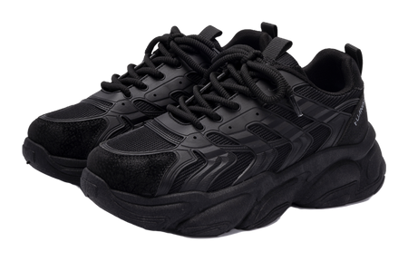 HUANQIU Slip Resistant Coverage, Lightweight, Height Increasing Low top Chunky Sneakers Mens Black  vjsneaker.com