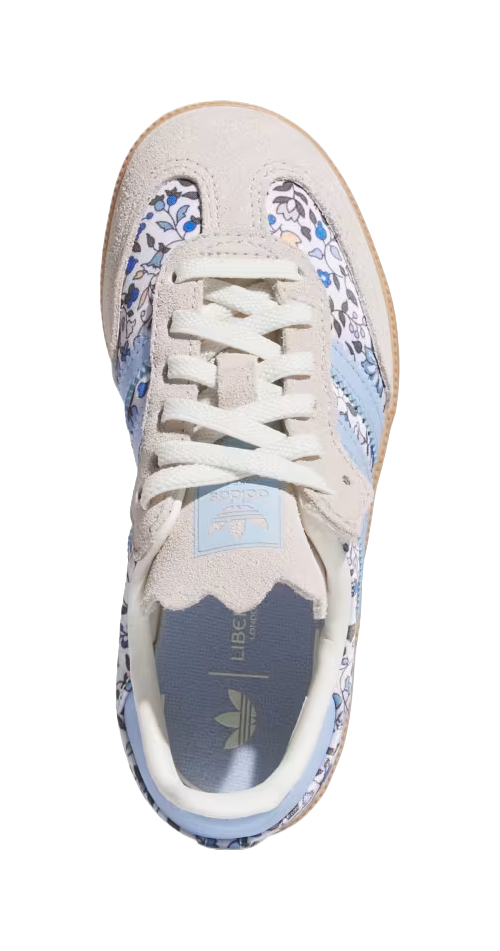 LIBERTY x Adidas Originals SAMBA OG Abrasion Resistant Low top Kids Training Shoes Blue Gray White Rubber Color Kids  VJSNEAKER