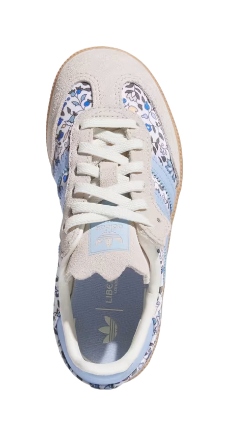 LIBERTY x Adidas Originals SAMBA OG Abrasion Resistant Low top Kids Training Shoes Blue Gray White Rubber Color Kids  VJSNEAKER