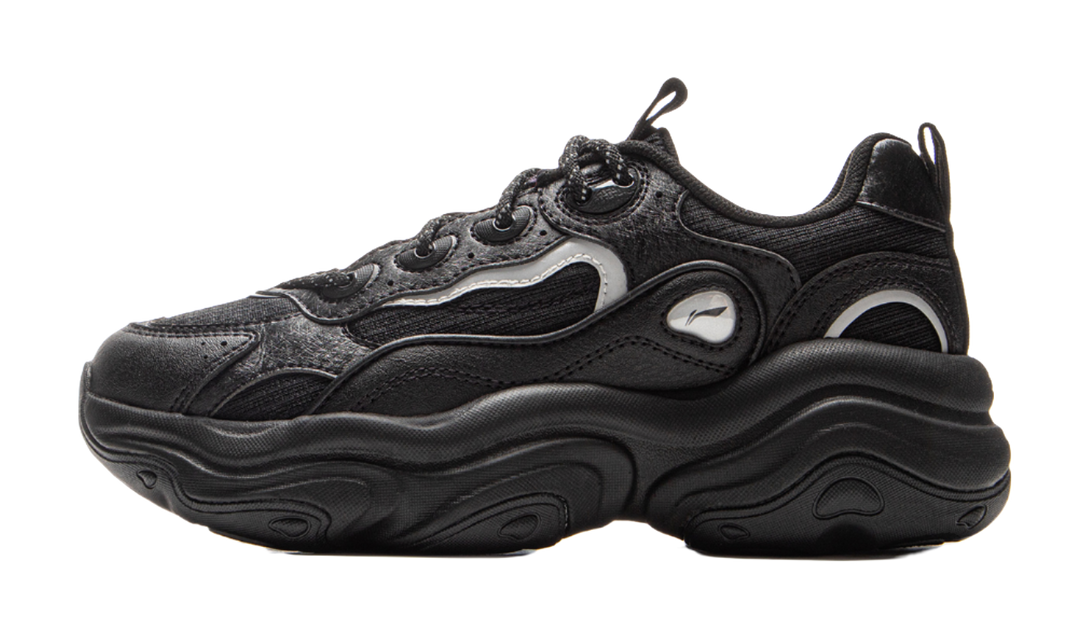 LiNing Honey Cushioning, Slip Resistant, Abrasion Resistant Support Low top Chunky Sneakers Women's Black 