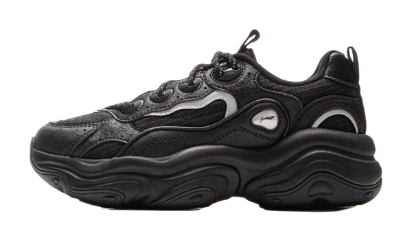 LiNing Honey Cushioning, Slip Resistant, Abrasion Resistant Support Low top Chunky Sneakers Women's Black 