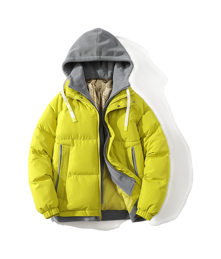 Warrior retro American solid color fake two-piece splicing contrasting loose and versatile hooded pilot with thick cotton lining, graphene heat storage insulation, warm work clothes, cotton jacket jacket, unisex  VJSNEAKER