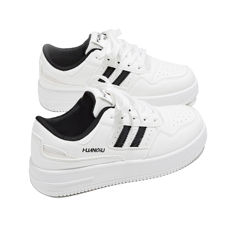 HUANQIU Slip Resistant, Abrasion Resistant, Lightweight Low Top Skateboard Shoes Women's White Black 