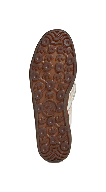 Brown gum outsole with patterned tread for indoor sneakers