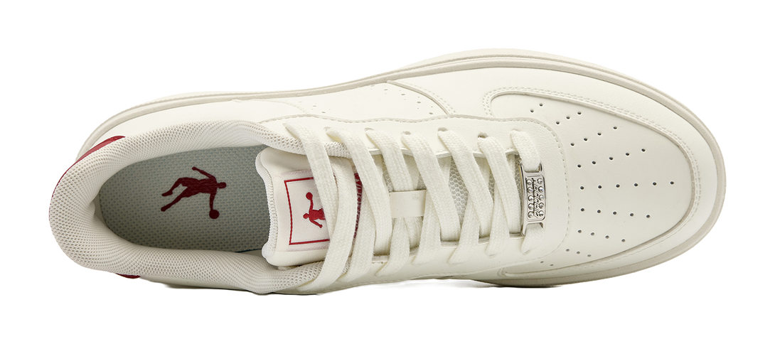 QIAODAN Five Centimeters Skateboard Shoes Women's Low top Ivory Iron Red 