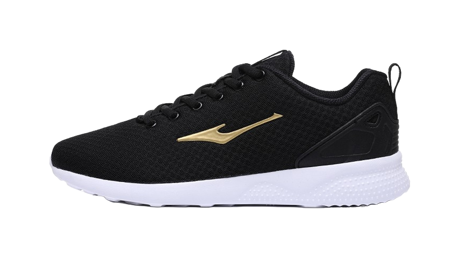 Erke Anti Slip And Wear Resistant Breathable Low Top Casual Running Shoes Men's Black Gold 
