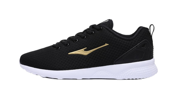 Erke Anti Slip And Wear Resistant Breathable Low Top Casual Running Shoes Men's Black Gold 