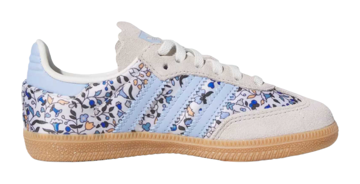 LIBERTY x Adidas Originals SAMBA OG Abrasion Resistant Low top Kids Training Shoes Blue Gray White Rubber Color Kids  VJSNEAKER