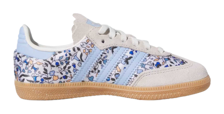 LIBERTY x Adidas Originals SAMBA OG Abrasion Resistant Low top Kids Training Shoes Blue Gray White Rubber Color Kids  VJSNEAKER