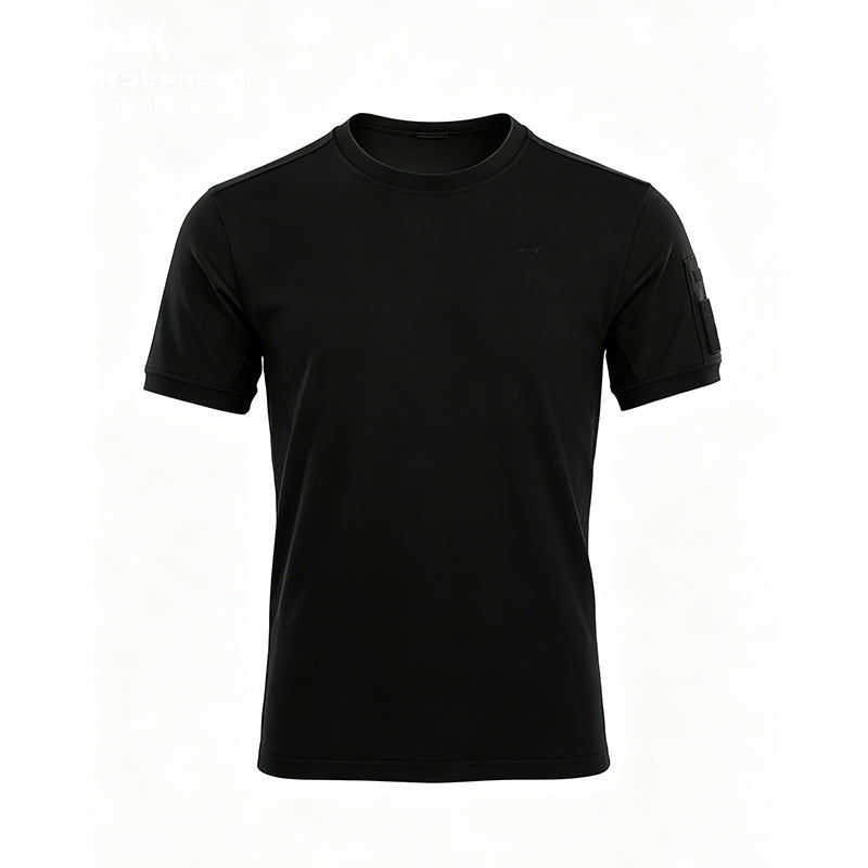 Phantom black tactical T-shirt, crew neck, short sleeves