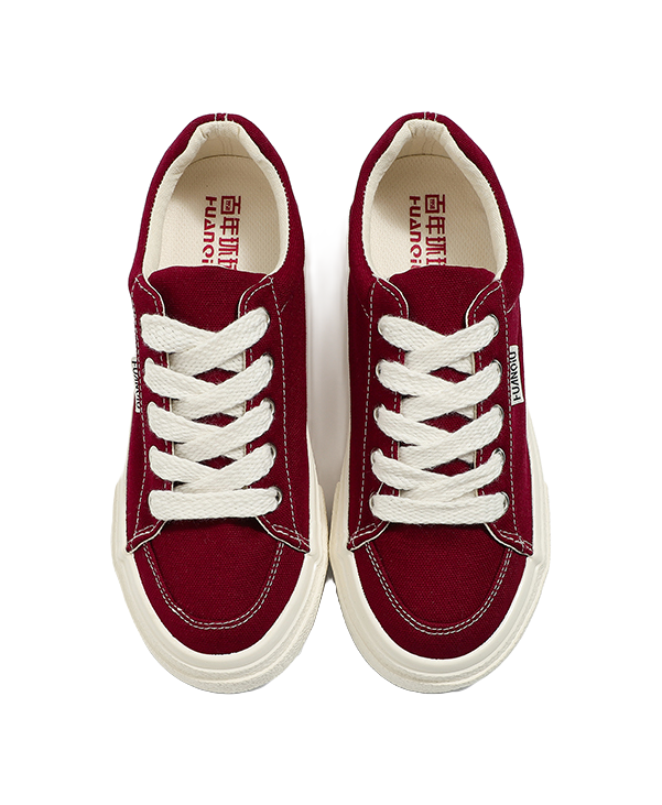 HUANQIU Women's Low-Top Canvas Shoes - Slip-Resistant Durable & Breathable Burgundy 