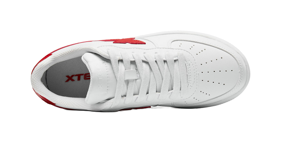 XTEP Air Force 1 Slip Resistant Abrasion Resistant Low top Skateboard Shoes Women's White Red 