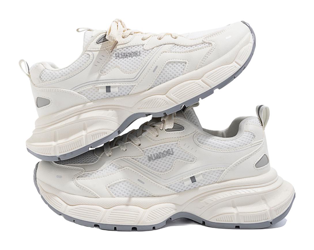 HUANQIU Breathable Coverage, Lightweight, Height Increasing Low top Chunky Sneakers Unisex White Blue 