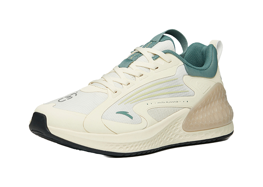 Anta C37+ Cushioned Anti Slip Wear Resistant Breathable Lightweight Low Top Casual Running Shoes Men's White Green 