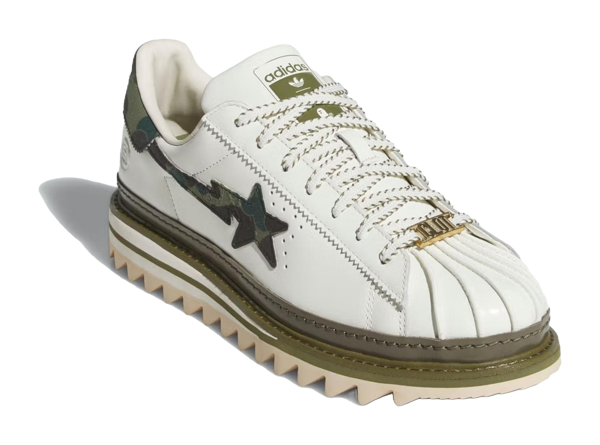 Superstar Clot x Bape x Superstar Adidas Originals Off White Olive Cargo  vjsneaker.com