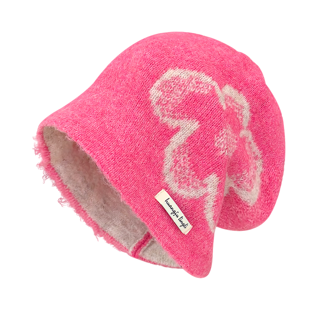 CMFY Korean Ins personality show face small flower head cap, autumn and winter warm atmosphere feeling, knitted cold cap, polyester fiber wool cap, unisex couple style  vjsneaker.com