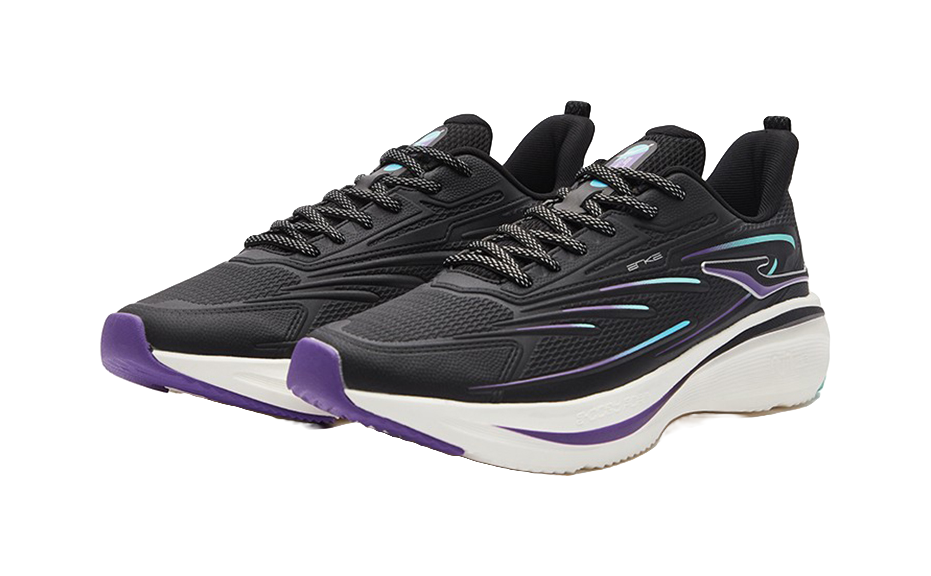 Erke Toss Neutral Force Shock Absorbers Slip Resistant Abrasion Resistant Low top Running Shoes Men's Black Purple 