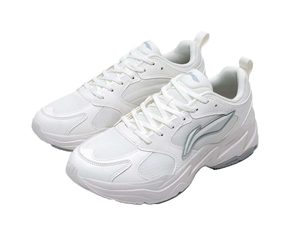 LiNing Pulse Shock Absorbers Slip Resistant Abrasion Resistant Low top Chunky Sneakers Men's Silver White 