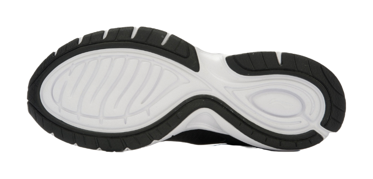 Li-Ning outsole view, white midsole with black traction rubber
