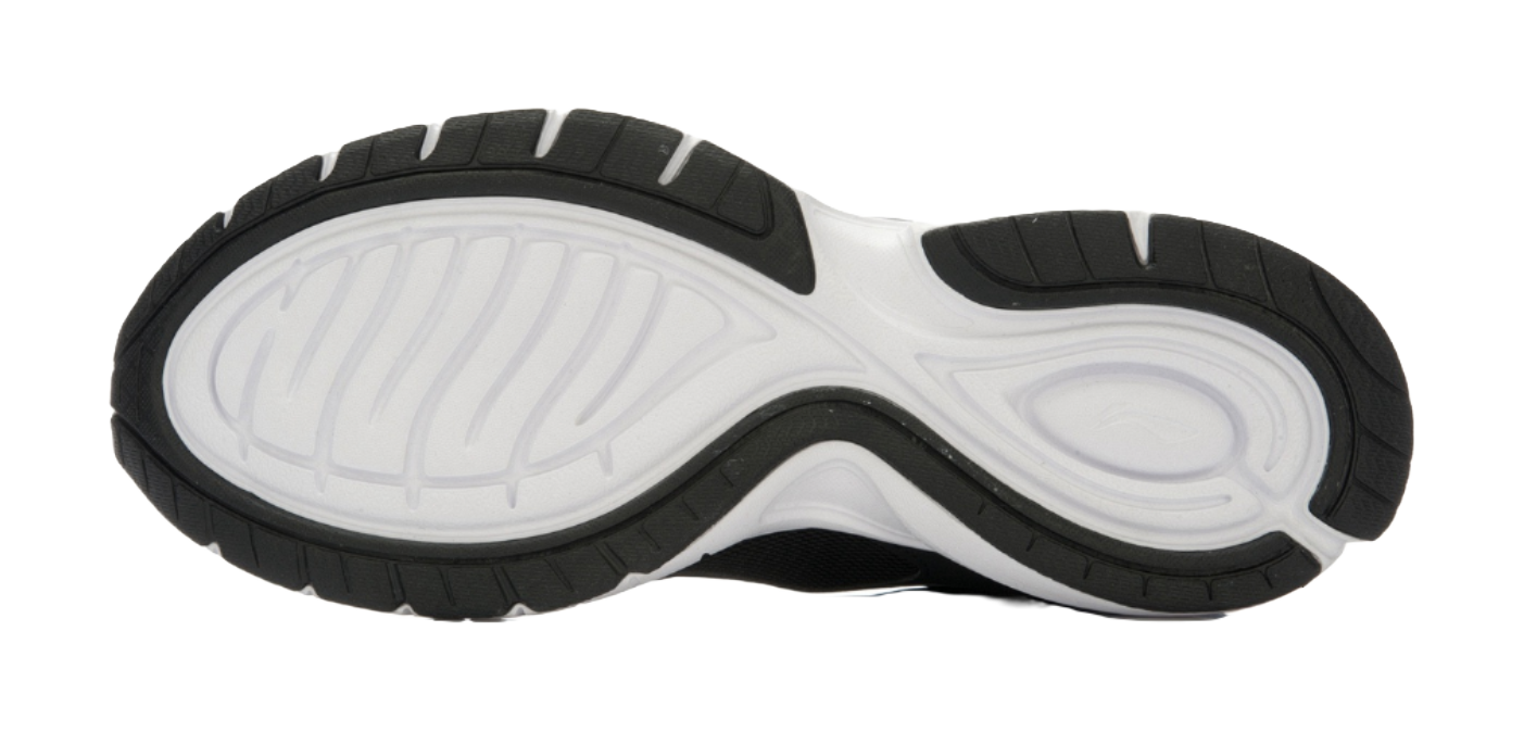 Li-Ning outsole view, white midsole with black traction rubber