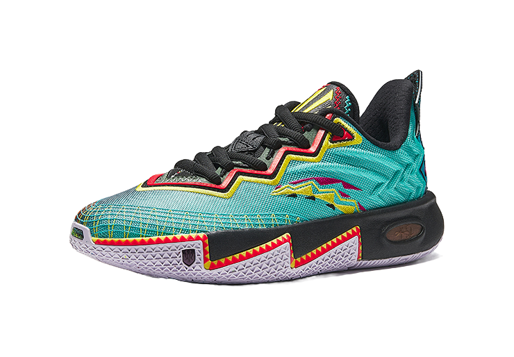 Antakids Anti Slip Wear Resistant Low Top Childrens Basketball Shoes Neon Aqua/Basic Black/Fantasy Blue Teenagers  VJSNEAKER