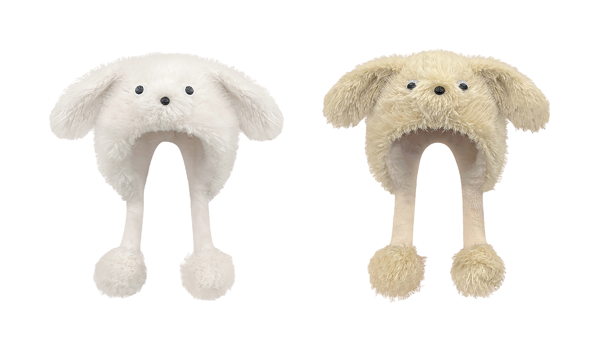CMFY will move furry little dog ear hat, thick and cute windproof face enhancing little Lei Feng hat, polyester fiber wool hat, unisex couple's style  vjsneaker.com