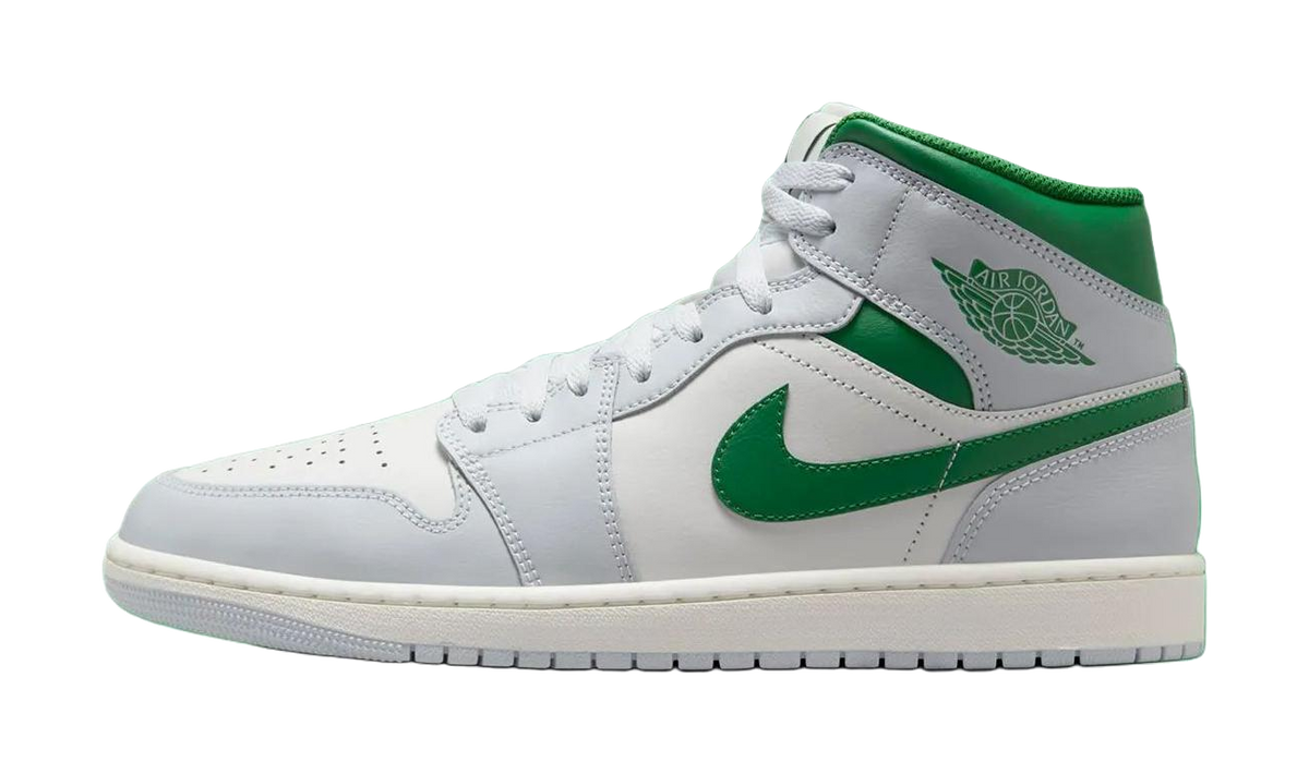 Jordan 1 Mid White Pure Platinum Pine Green  VJSNEAKER