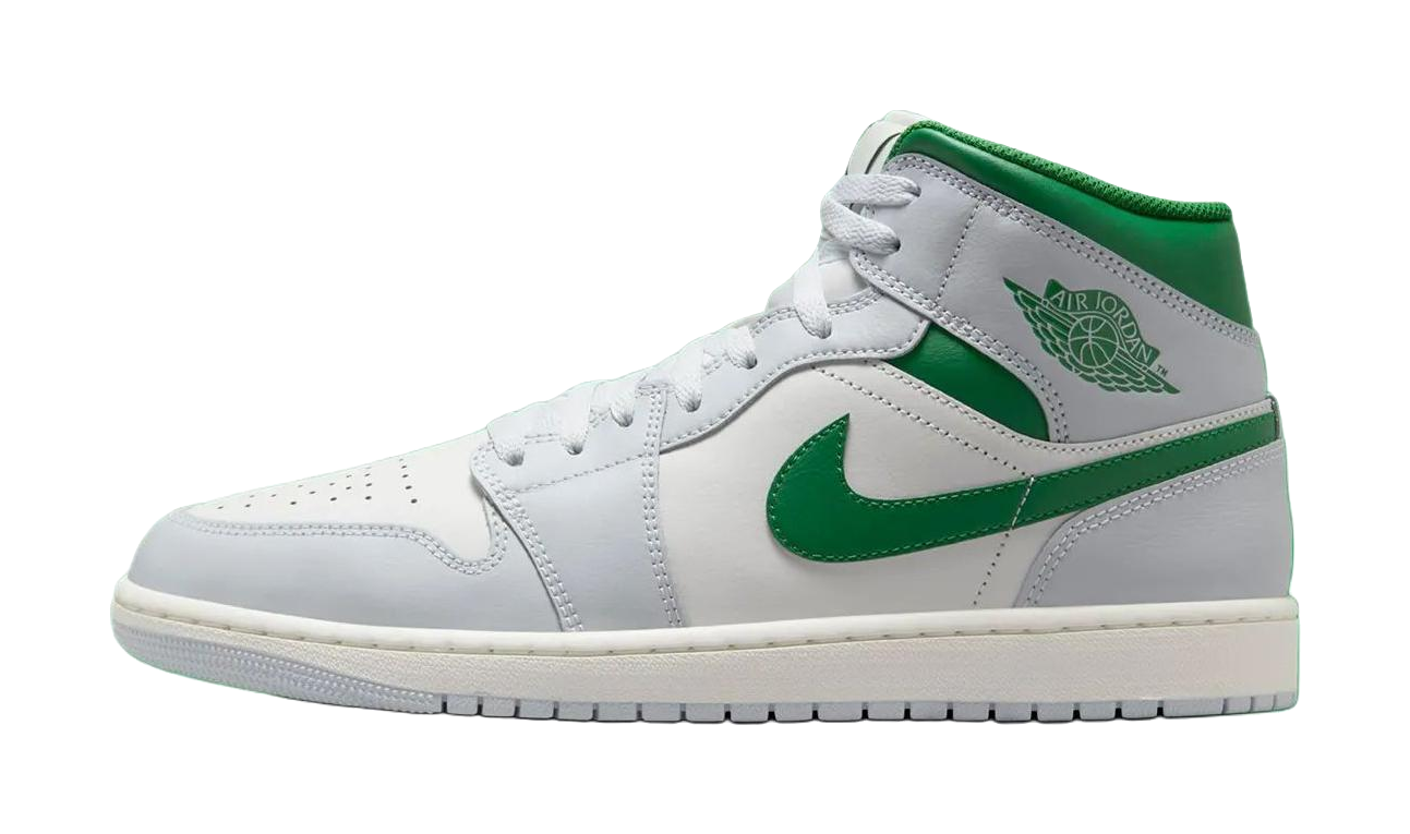 Jordan 1 Mid White Pure Platinum Pine Green  VJSNEAKER