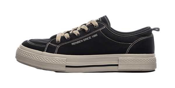 RENBEN Slip Resistant, Abrasion Resistant, Breathable Low top Canvas Shoes Unisex Black Brown 