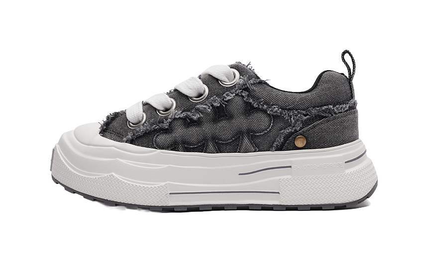 SHOOT BRAND Anti Slip And Wear Resistant Height Increasing Low top Canvas Shoes Unisex Denim Gray 