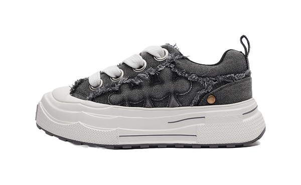 SHOOT BRAND Anti Slip And Wear Resistant Height Increasing Low top Canvas Shoes Unisex Denim Gray 