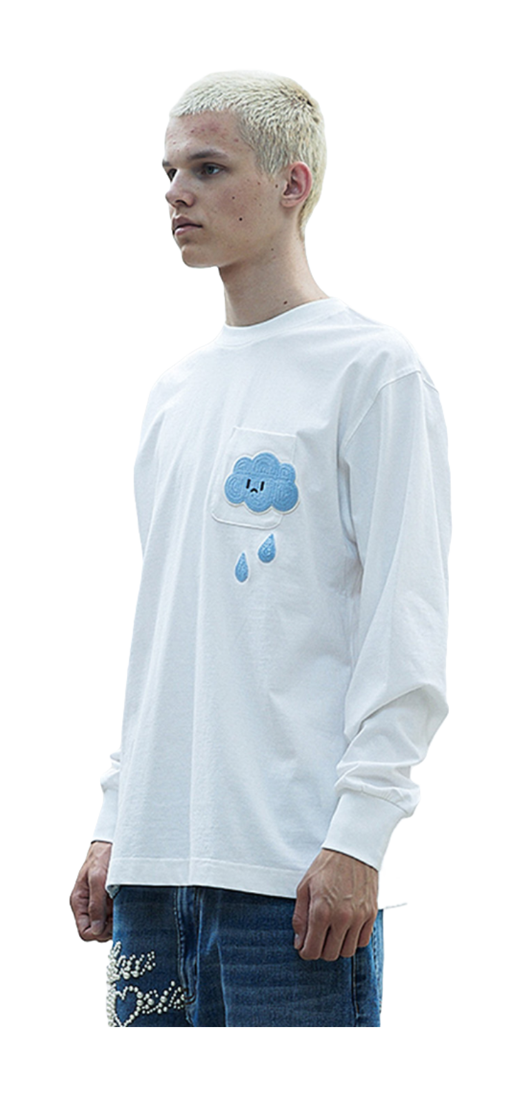 WHOOSIS weather series crochet pocket round neck long sleeve American China-Chic heavy weight casual loose spring autumn winter campus sweater T-shirt for men and women  vjsneaker.com