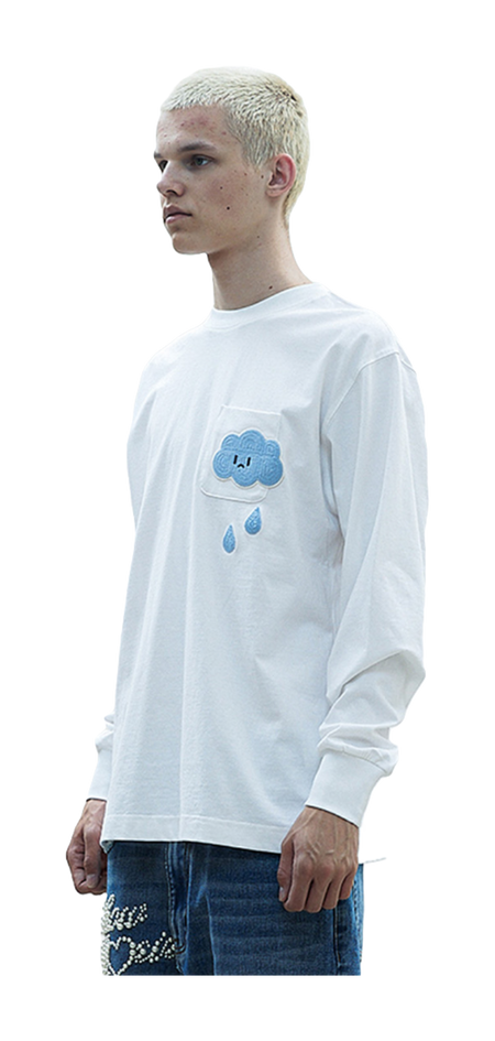 WHOOSIS weather series crochet pocket round neck long sleeve American China-Chic heavy weight casual loose spring autumn winter campus sweater T-shirt for men and women  vjsneaker.com