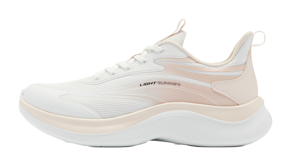 QIAODAN JoyStretch LITE Cushioning, Wear Resistant Low top Training Sprint Running Shoes Women's White Pink 