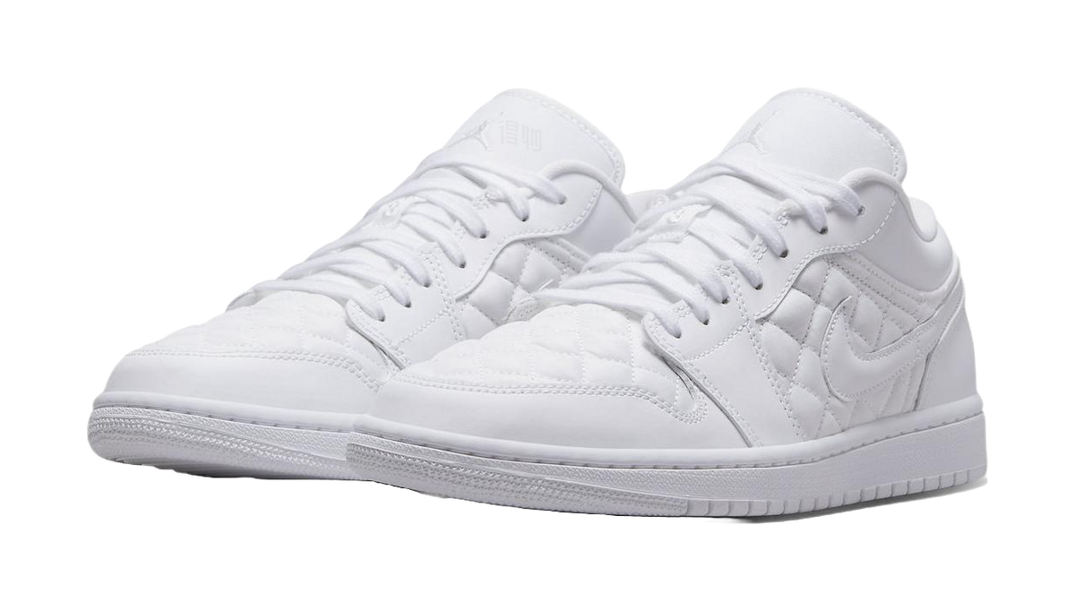 Air Jordan 1 Low Triple White Quilted Womens  vjsneaker.com